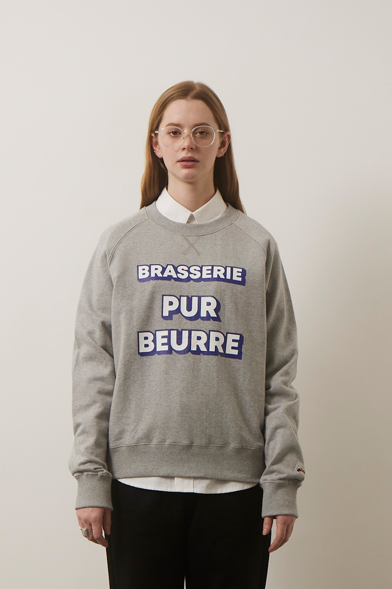 ep.5 Brasserie Pur Beurre patched Sweatshirts (White&amp;Blue)